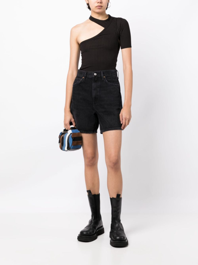 Shop Agolde Stella Organic-cotton Shorts In Black