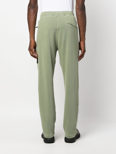 Shop Stone Island Compass-patch Fleece Track Pants In Green