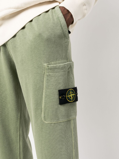 Shop Stone Island Compass-patch Fleece Track Pants In Green