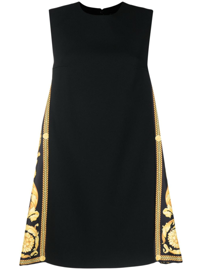 Shop Versace Barocco Shift Minidress In Black