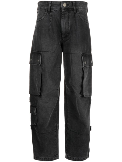 Shop Isabel Marant Elore Denim Cargo Pants In Black