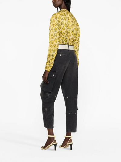 Shop Isabel Marant Elore Denim Cargo Pants In Black