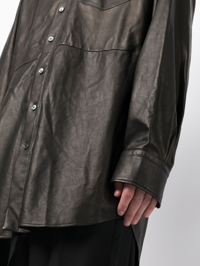 Shop Ann Demeulemeester Long-sleeve Buttoned Leather Shirt In Black