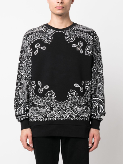 Shop Philipp Plein Paisley Strass Long-sleeve Sweatshirt In Black