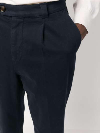 Shop Brunello Cucinelli Pleat-detail Tailored Trousers In Blue