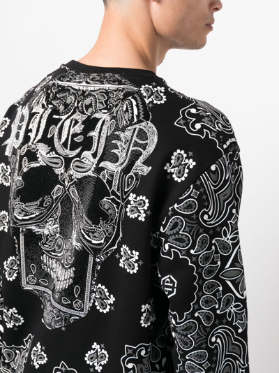 Shop Philipp Plein Paisley Strass Long-sleeve Sweatshirt In Black