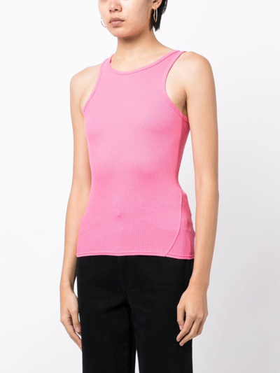 Shop Rag & Bone Ribbed-knit Organic-cotton Tank Top In Pink
