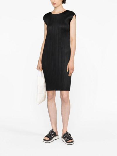 Shop Issey Miyake Monthly Colours Plissé Short Dress In Black