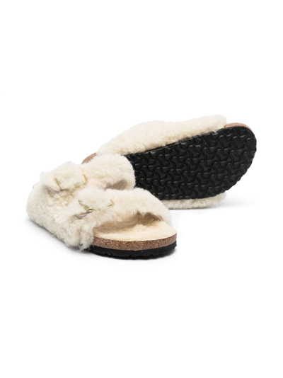 Shop Birkenstock Arizona Shearling Sandals In Neutrals