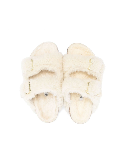 Shop Birkenstock Arizona Shearling Sandals In Neutrals