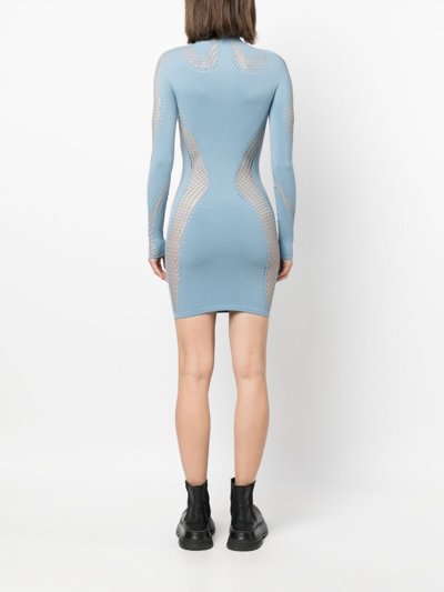Shop Mugler Seamless Panelled Minidress In Blue