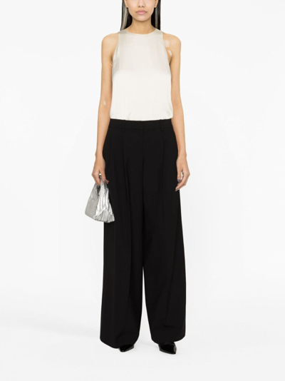 Theory Hose Mit Weitem Bein Aus Leinen Mit Falten In Black