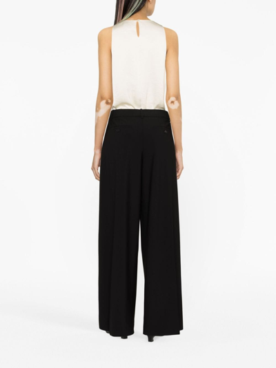 Theory Hose Mit Weitem Bein Aus Leinen Mit Falten In Black