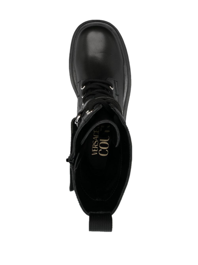 Shop Versace Jeans Couture Logo-plaque Lace-up Boots In Black