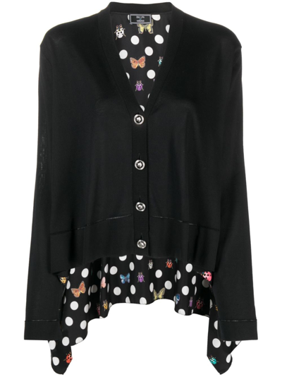 Shop Versace X Dua Lipa Butterflies Medusa Contrast-panel Cardigan In Black