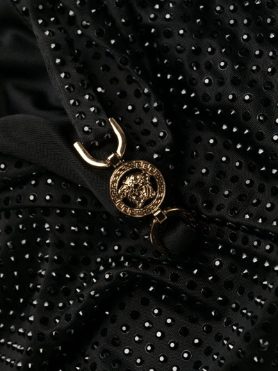 Shop Versace Medusa '95 Crystal-embellished Minidress In Black