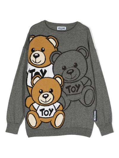 Shop Moschino Teddy Friends Cotton-wool Jumper In Grey