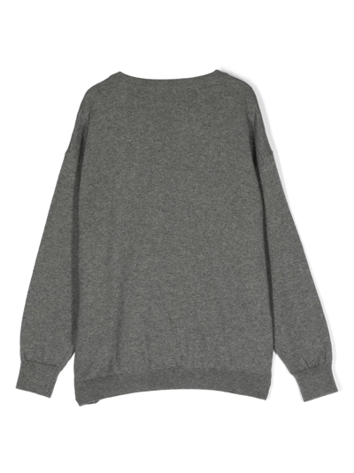 Moschino Teddy Bear Intarsia-knit Jumper In Grey