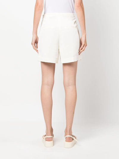 Vince High-waisted Pressed-crease Shorts In Neutrals