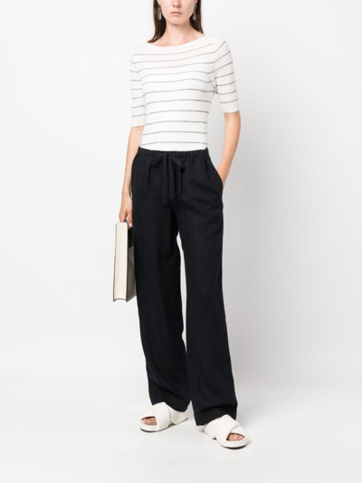 Vince Boat-neck Striped Knitted Top In White