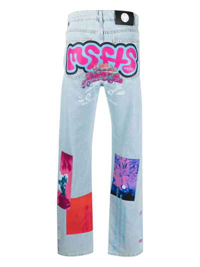 Shop Msftsrep Graphic-print Straight-leg Jeans In Blue