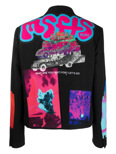 Msftsrep Mens Black Humans Evolved Graphic-print Regular-fit Stretch-woven Jacket In Black
