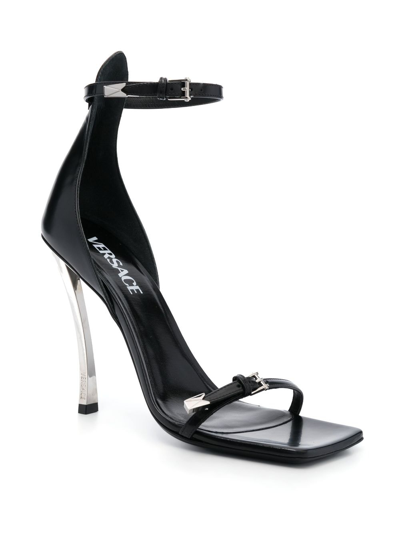 Shop Versace Pin-point 100mm Buckle-strap Sandals In Black