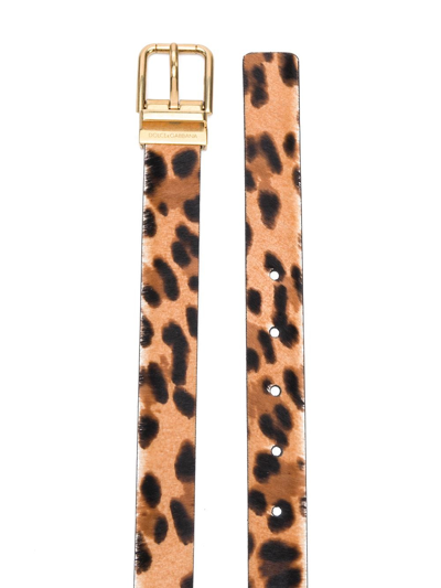 Shop Dolce & Gabbana Leopard-print Leather Belt In Neutrals