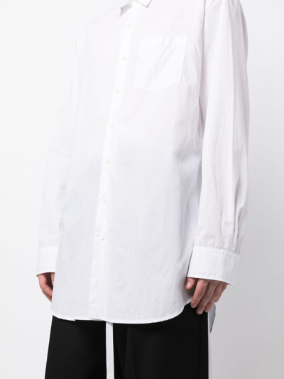 Shop Ann Demeulemeester Mark Long-sleeve Poplin Shirt In White