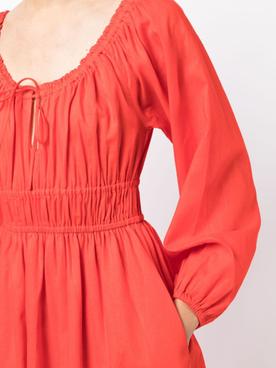 Shop Kitri Luella Long-sleeve Midi Dress In Orange