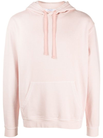 Shop Boglioli Drawstring Long-sleeve Cotton Hoodie In Pink