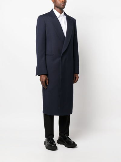 Alexander Mcqueen Double-breasted Coat Navy In Blue
