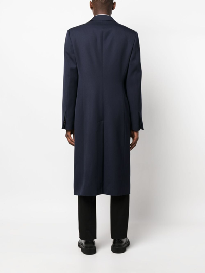 Alexander Mcqueen Double-breasted Coat Navy In Blue