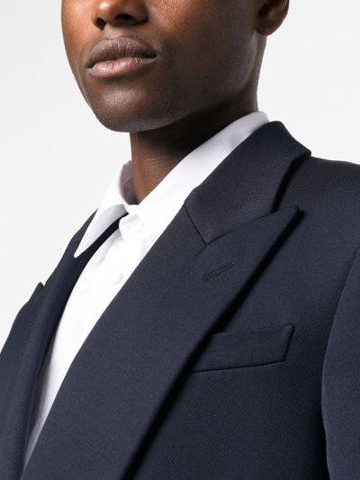 Alexander Mcqueen Double-breasted Coat Navy In Blue