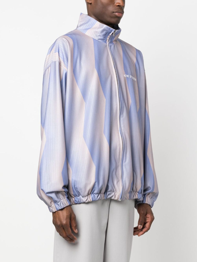 Shop Acne Studios Abstract-print Track Jacket In Blue