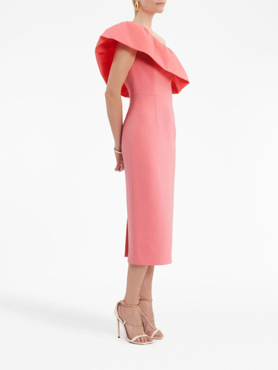 Shop Rebecca Vallance Brittany One-shoulder Midi Dress In Pink