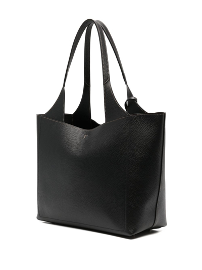 Shop Tod's Logo-charm Leather Tote Bag In Black