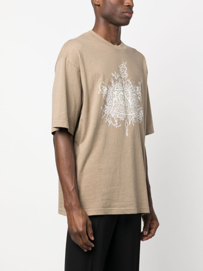 Shop Acne Studios Logo-print Cotton T-shirt In Neutrals