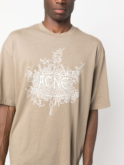 Shop Acne Studios Logo-print Cotton T-shirt In Neutrals