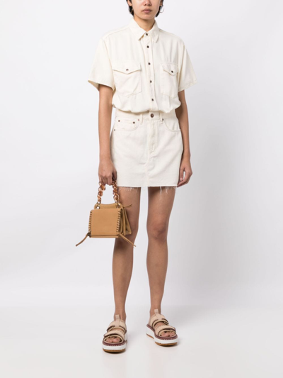 Shop Rag & Bone Lilah Denim Mini Dress In Neutrals