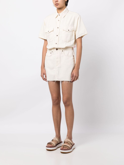 Shop Rag & Bone Lilah Denim Mini Dress In Neutrals