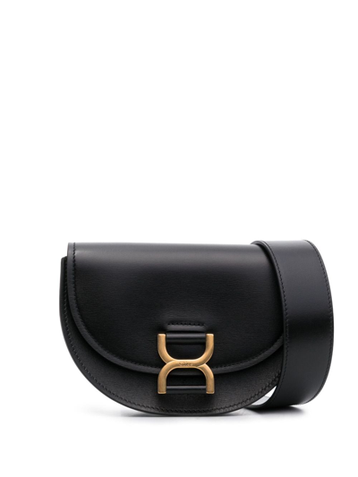 Shop Chloé Mini Marcie Leather Shoulder Bag In Black