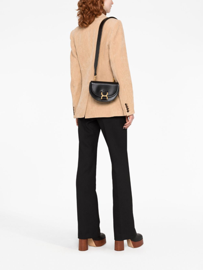 Shop Chloé Mini Marcie Leather Shoulder Bag In Black