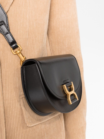 Shop Chloé Mini Marcie Leather Shoulder Bag In Black