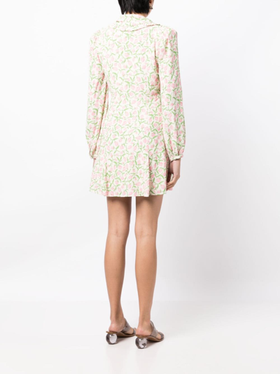 Shop Kitri Tabitha Tulip-print Dress In Neutrals