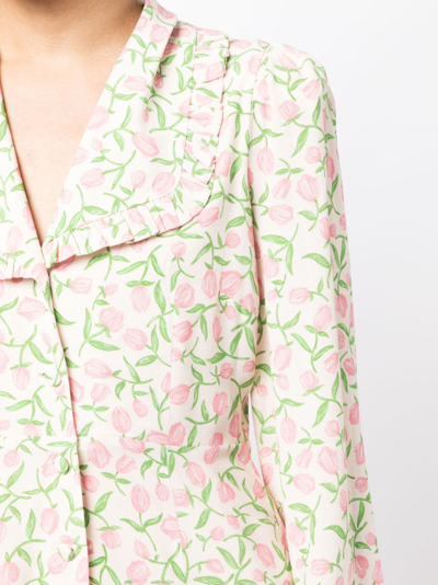 Kitri Tabitha Floral-print Mini Dress In Neutrals