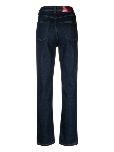 Shop Tommy Hilfiger Logo-patch High-rise Straight-leg Jeans In Blue