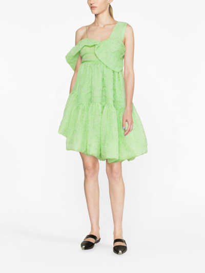 Shop Cecilie Bahnsen Soon Draped Asymmetric Dress In Green