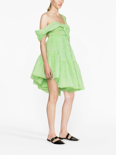 Cecilie Bahnsen Soon Draped Asymmetric Dress In Green