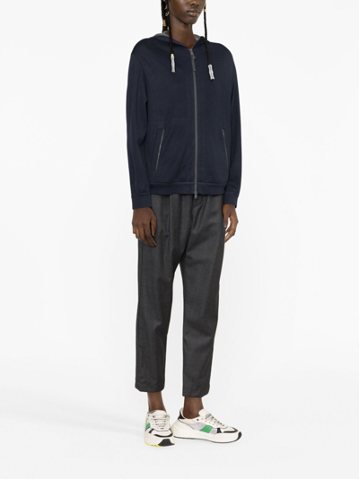Brunello Cucinelli Women Cotton And Silk Hoodie In Blue